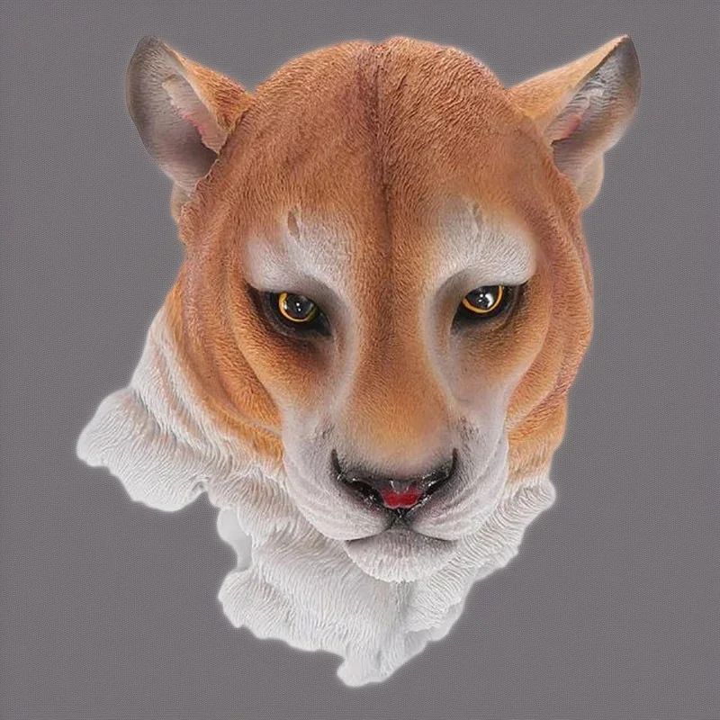 Resin Animal Head Figurines Wolf Lion Wall Decoration Sculpture Ornaments For Home Bar Office Halloween Christmas Gift For Men