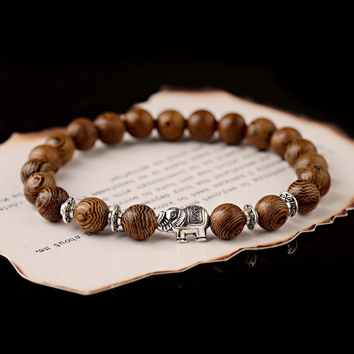 8mm Natural Wood Beads Bracelets Charm Men Homme Ethinc Tibetan Buddha Elephant Bracelet Women Prayer Jewelry Yoga Bracelet