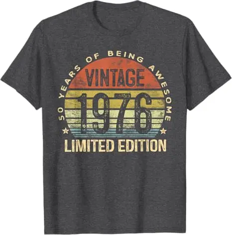 Vintage 1976 Limited Edition 50 Jahre alt Geschenke zum 50. Geburtstag T-Shirt Damen Herren Mode T-Shirt mit tollem Spruch Mama Papa Geburtstagsgeschenk – Detail 15