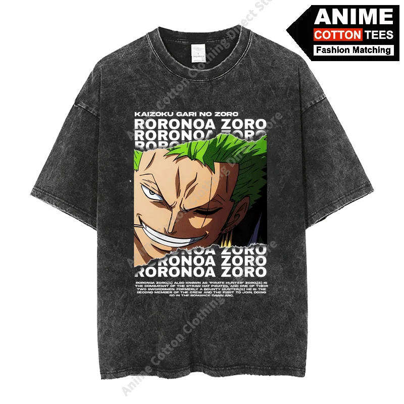 

Anime ONE PIECE - Roronoa Zoro Cover Print T Shirt y2k Harajuku Street Men Women Casual Short Sleeve Cotton Vintage Loose Tees