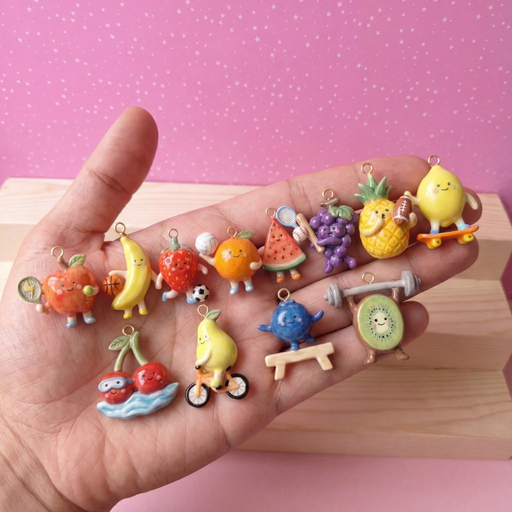 Neue Niedliche Frische Frucht-Serie Traube Orange Blaubeere DIY Anhänger Charms Schmuckherstellung – Detail 1