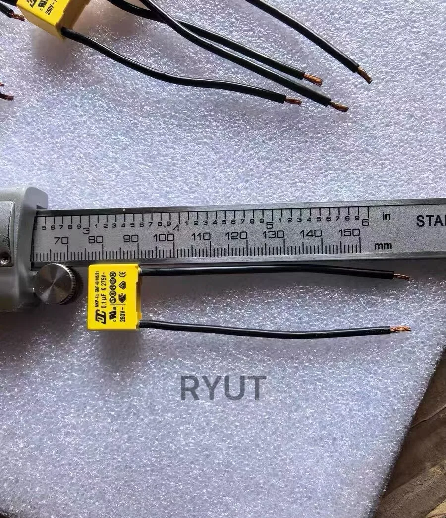 20pcs/lot  0.1UF 250V 275V 70mm Soft Guiding Wire Electrical Safety Capacitor MKP-X2 15mm