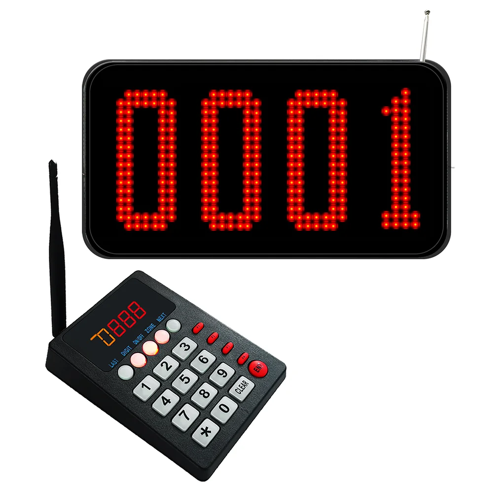 Wireless Restaurant Queue Management System, Call Number Display Keypad Customer Pager