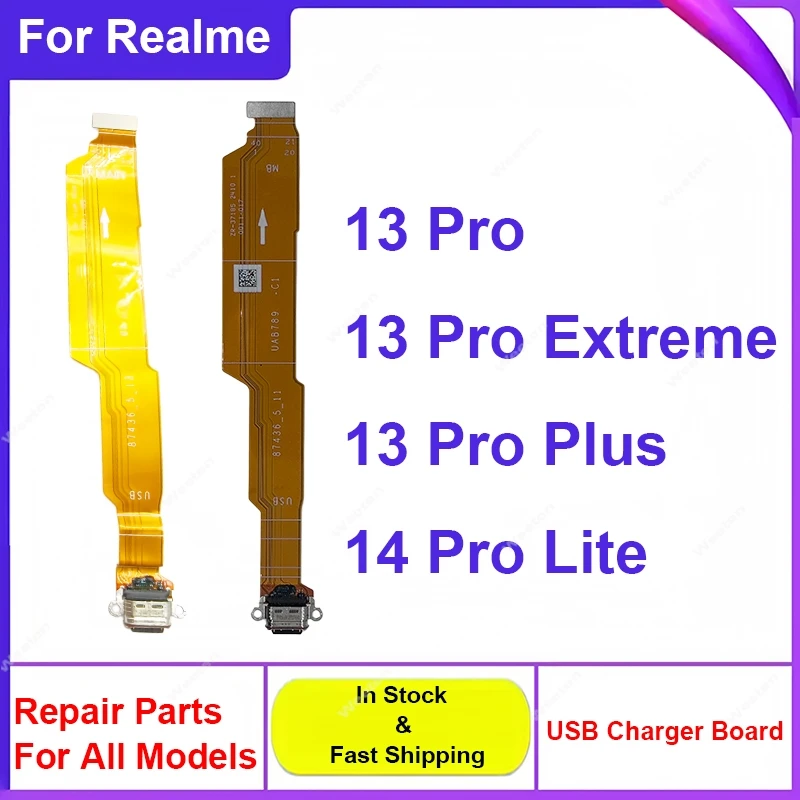 For Realme 14 Pro Lite 13 Pro Plus Extreme Edition USB Charger Dock Board Flex Cable USB Charging Jack Flex Cable Repair Parts