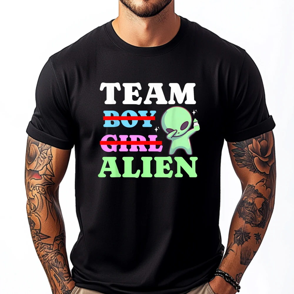 

Team Boy Girl Alien UFOs Gender Neutral Gender Reveal Funny Designer Clothes Men Male Comfortable Custom T Shirt Outdoor