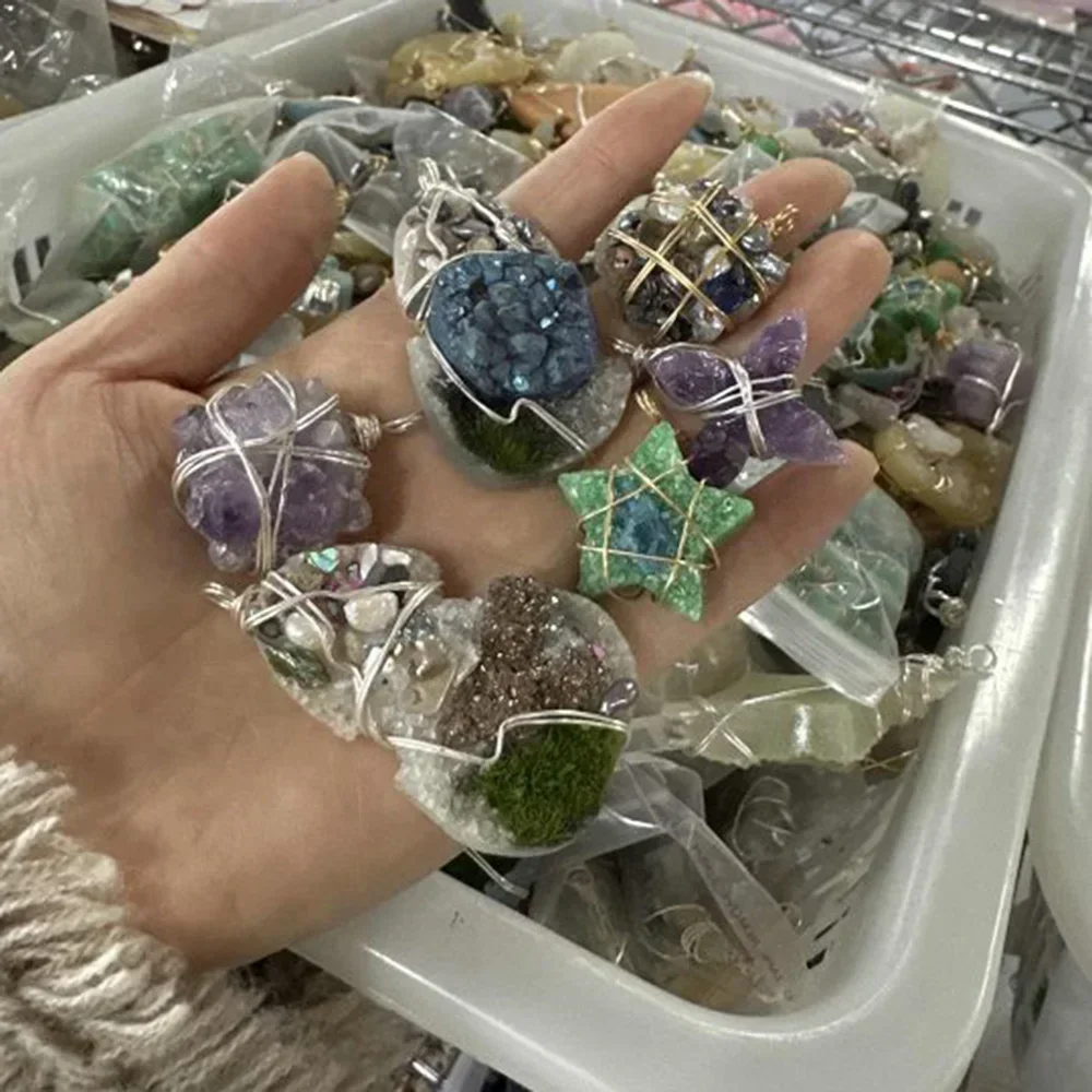 3pcs Natural Gemstone Crystal Irregular Pendant Random Jewelry Making DIY Necklace Earring Accessory Women Man Gift Christmas