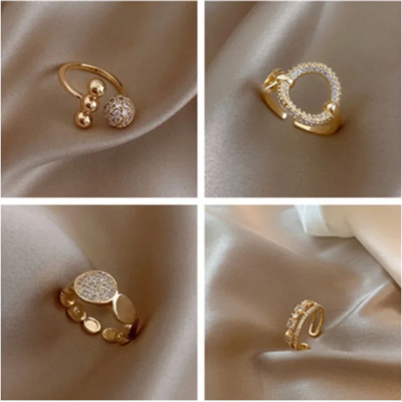 2025 New Classic Zircon Circle Open Ring For Woman Finger Accessories Fashion Korean Jewelry Wedding Party Unusual Rings