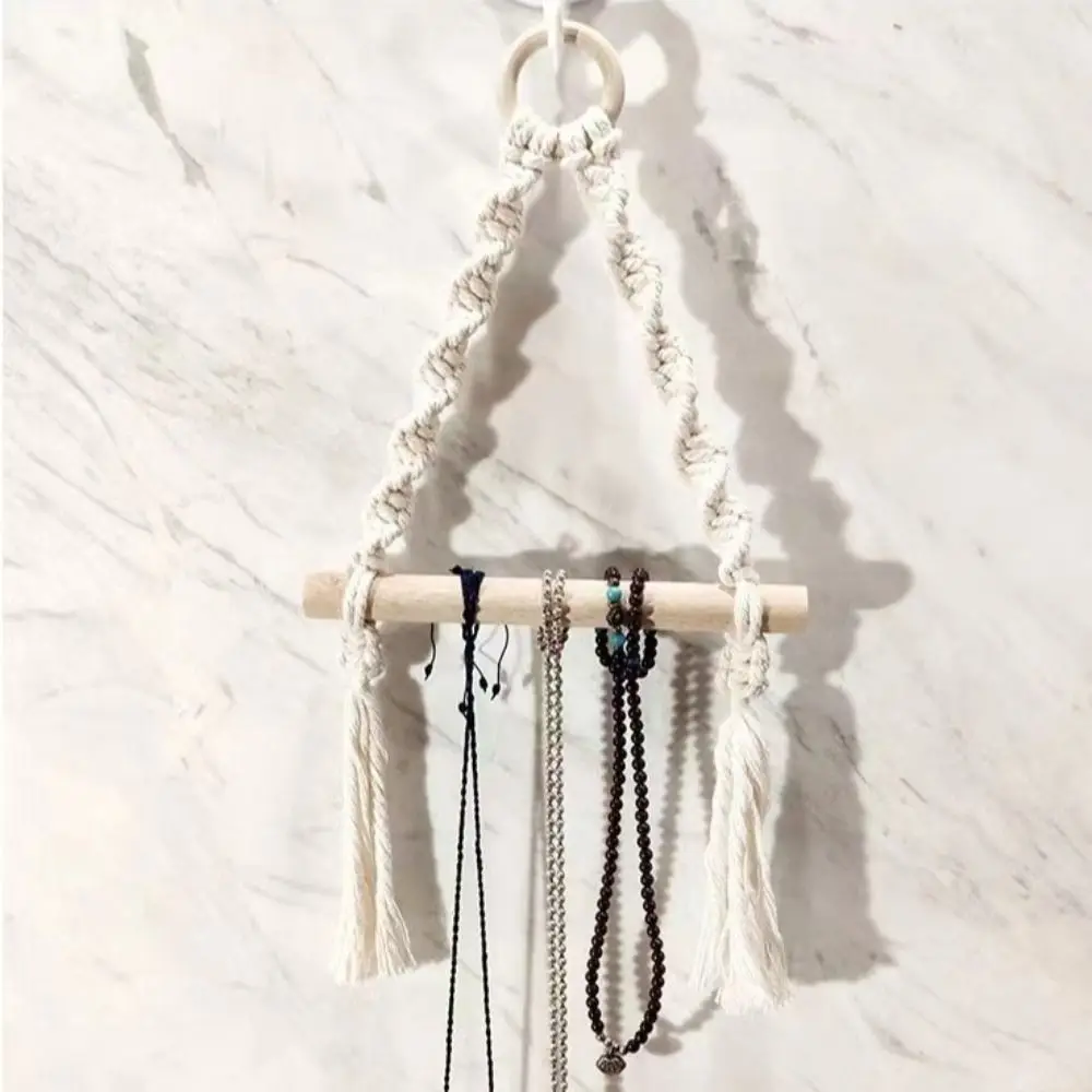 

Nordic Style Bohemian Paper Towel Rack Bohemia Wall Hanging Hand-woven Paper Holder Cotton Thread Creative Tissue Storage Rack