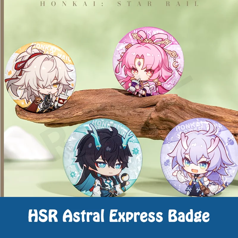 Original Honkai Star Rail Astral Express Q Version 58mm Badge Bailu Dan Heng Jingyuan in Stock