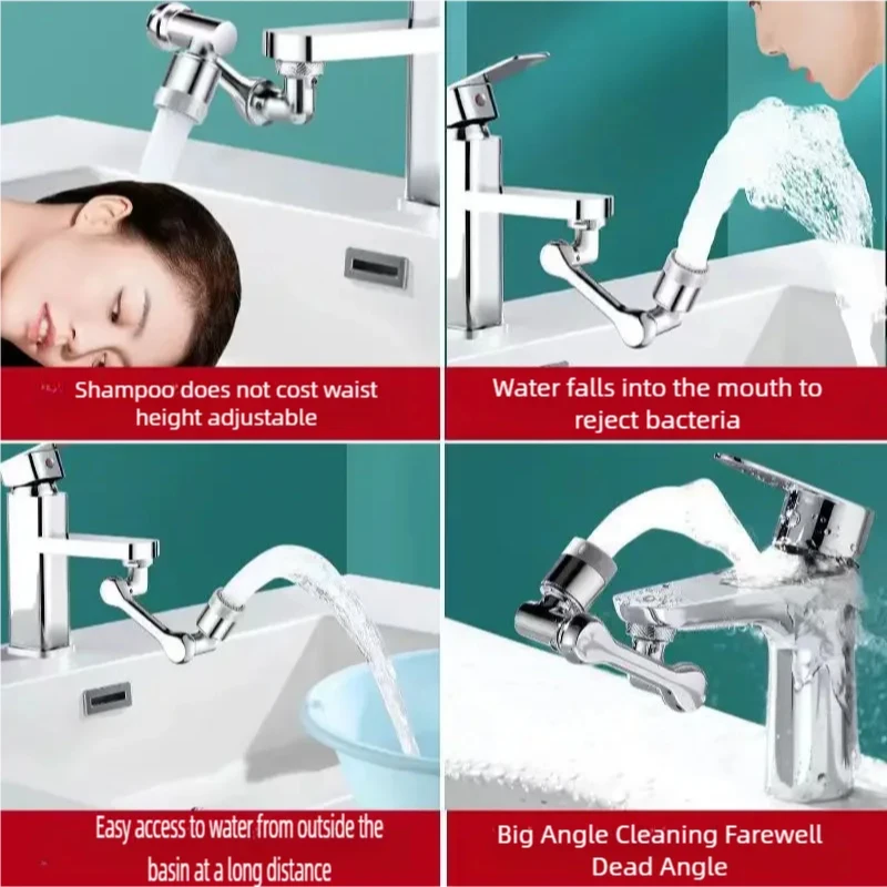 New Universal Rotation Extender Faucet Aerator Plastic Splash Filter Kitchen Tap Washbasin Faucets Bubbler Nozzle Robotic Arm image 4