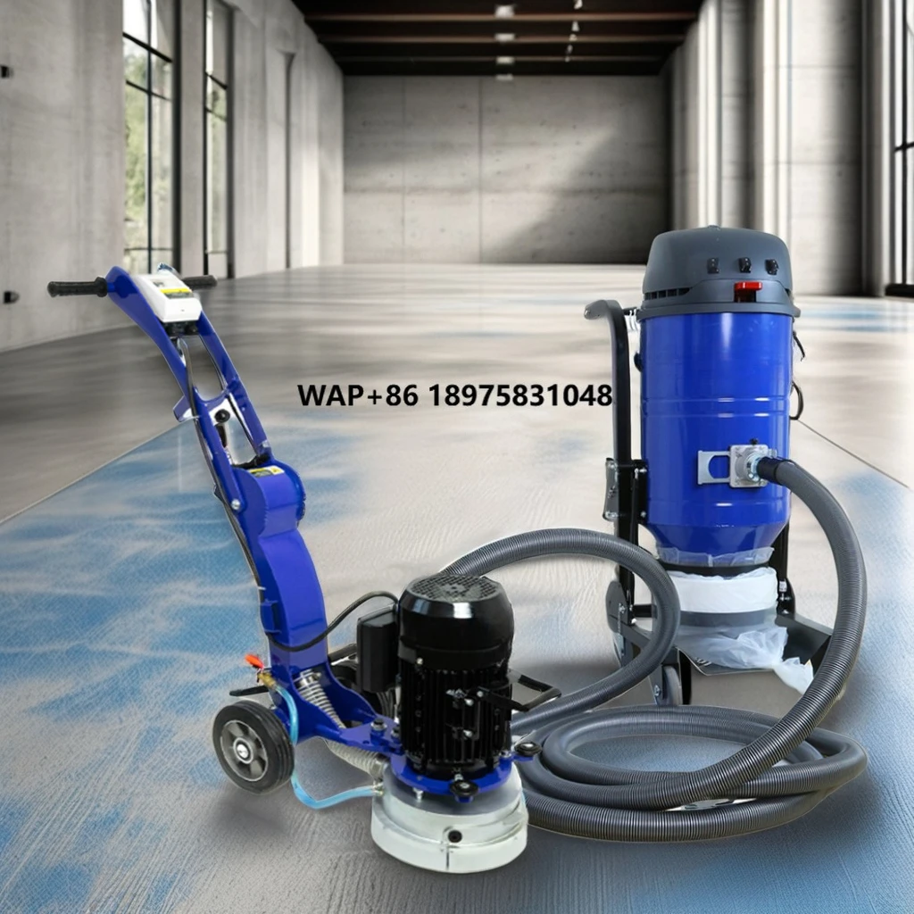 Concrete floor grinder with optional industrial vacuum cleaner