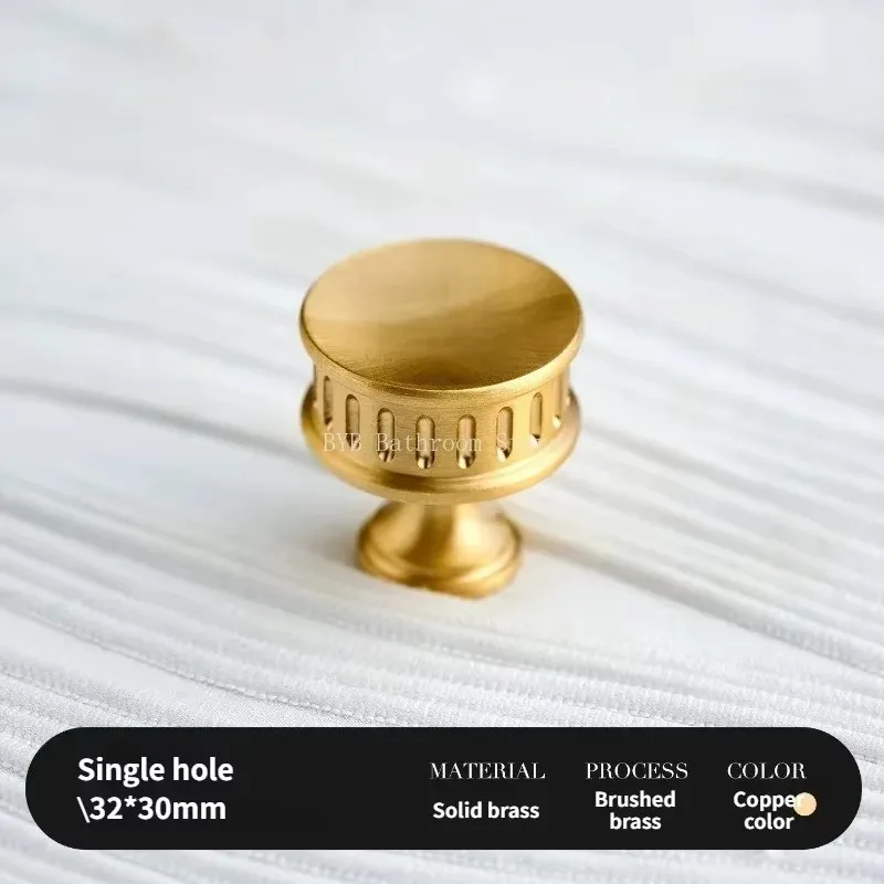 Wardrobe Door Copper Knob Solid Brass Luxury Furniture Handle Ribbed Romance Style Gold Nickel Silver T-Bar Kitchen Cabinet Pull