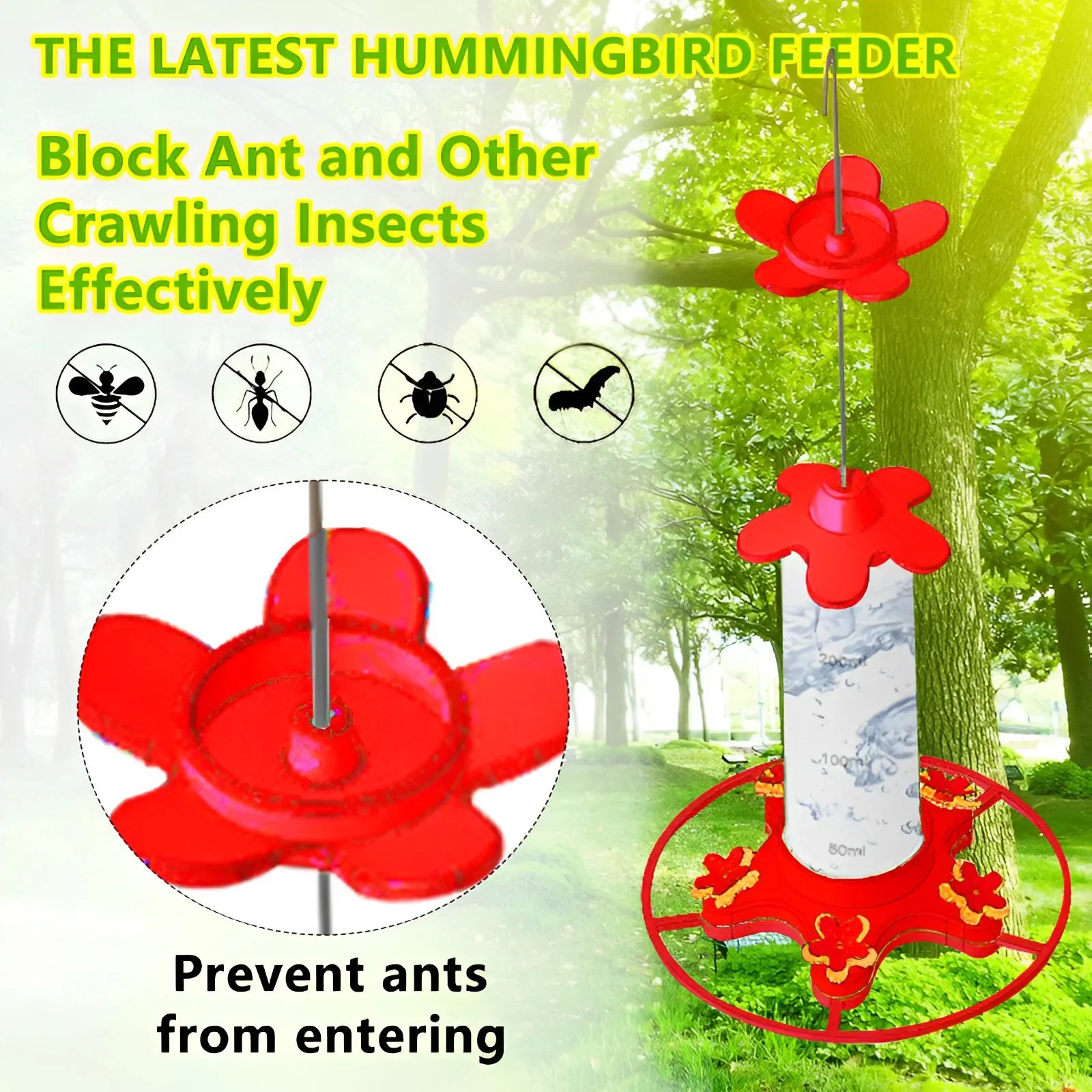 Hummingbird Water Feeder Hanging Garden Hummingbird Drinker Anti-ants Leakproof Easy To Clean Outdoor Garden Decoration