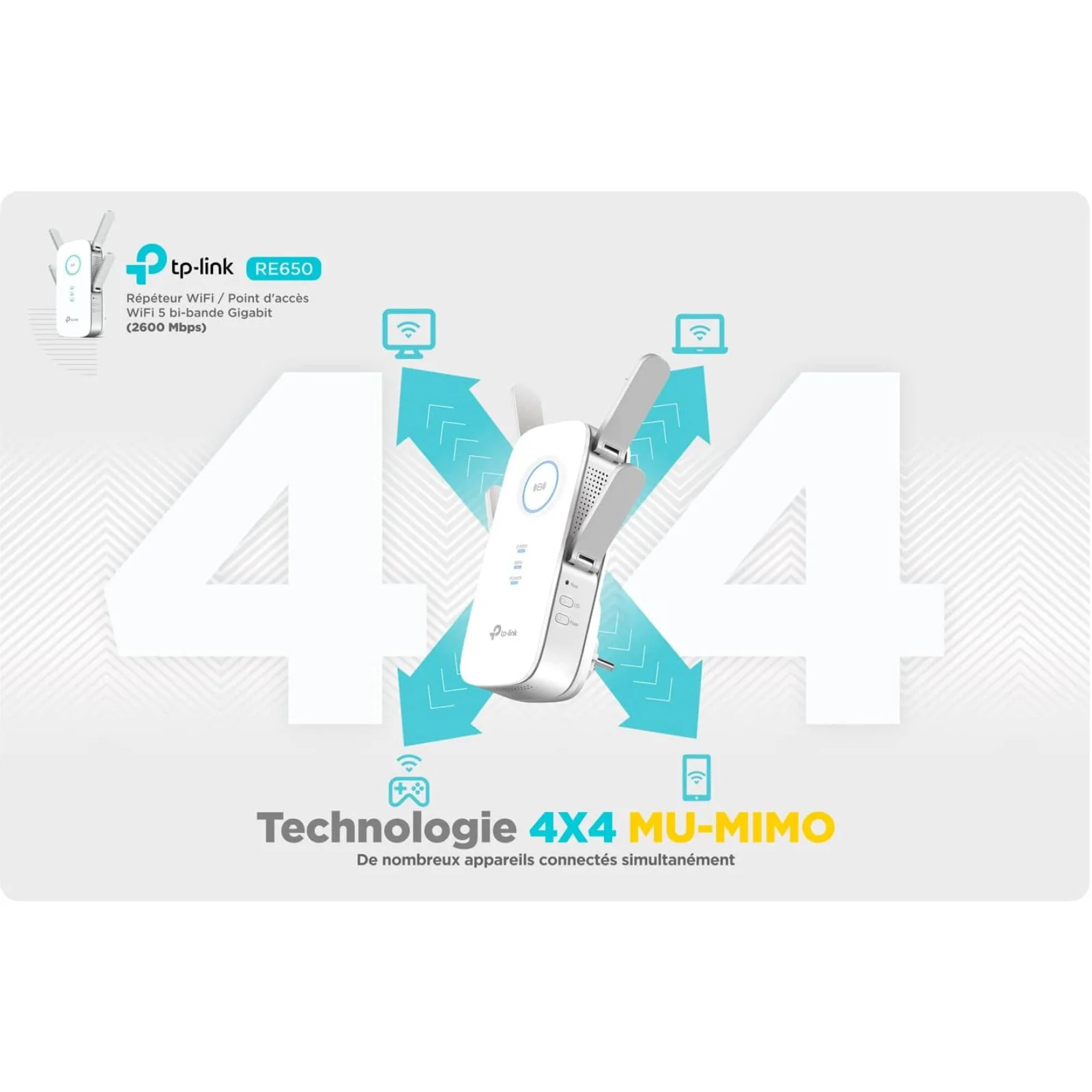 TP-Link AC2600 WiFi Extender RE650 Up to 2600Mbps Dual Band WiFi Range Extender Gigabit Port Internet Booster Repeater Access P.