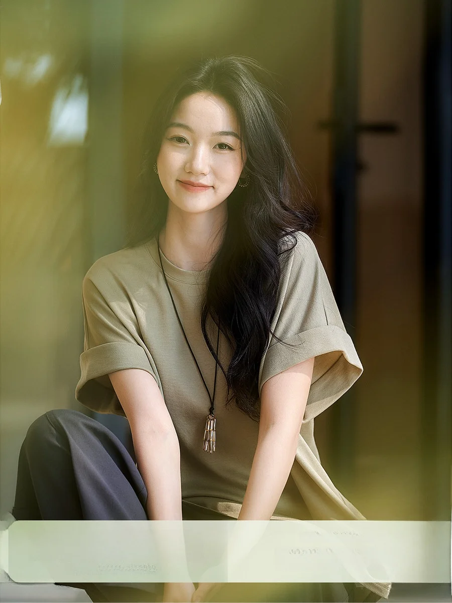 

Xiao Han Commute Style round Neck Short Sleeve T-Shirt Draping Sensation Summer 2026 Casual Breathable Women's Fashion