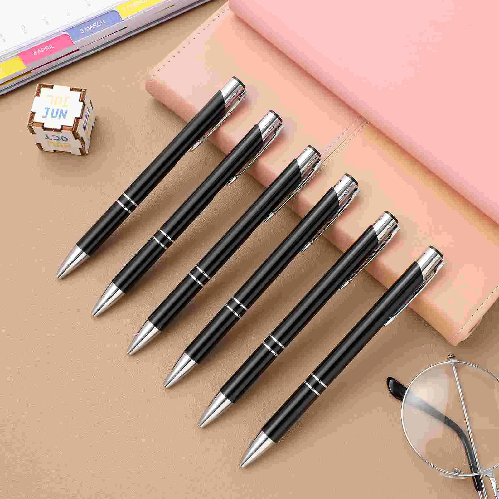 

6pcs Retractable Ballpoint Pens Metal Ball-point Pen Stationery for School Business Office ball point pen metal