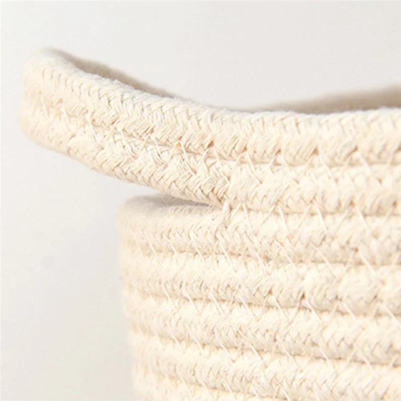 

【Must-Haves】Простая корзина для хранения из хлопковой веревки, настольная корзина для хранения мелочей, фабрика, закусок, хлопковая корзина, коробка для хранения, прочный, простой в использовании