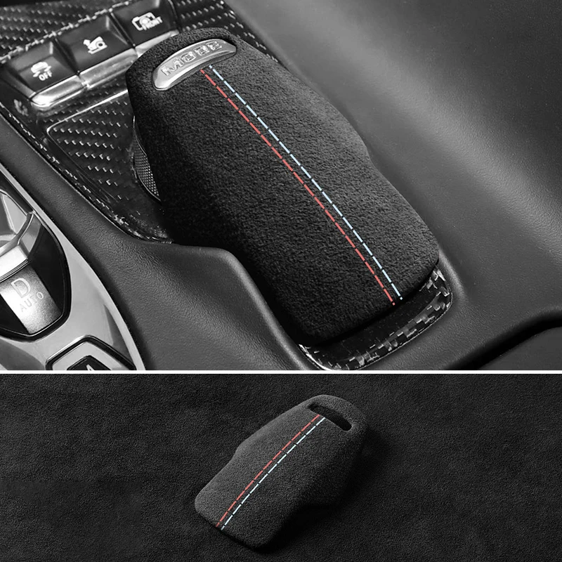 

For For Chevrolet Corvette C8 (2020-) Made of Alcantara Car Center Console Gear Shift Knob Cover Trim Interior Accessories