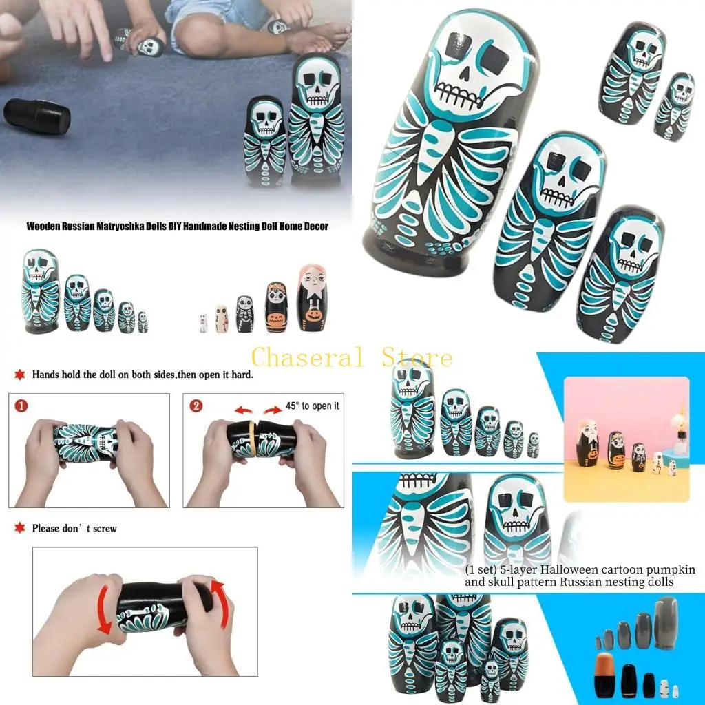 E7CE Russian Nesting Dolls in 5 Layered That Open and Nest Together for Repeatable Pairing, Nesting, and Stack Play