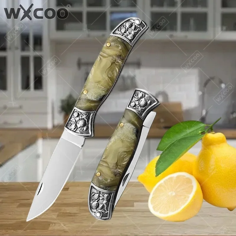 WXCOO Kitchen Slicing Knife Ultra Portable Pocket Folding Utility Meat Cleaver Fruit Cutting Tool Kitchen Accessories