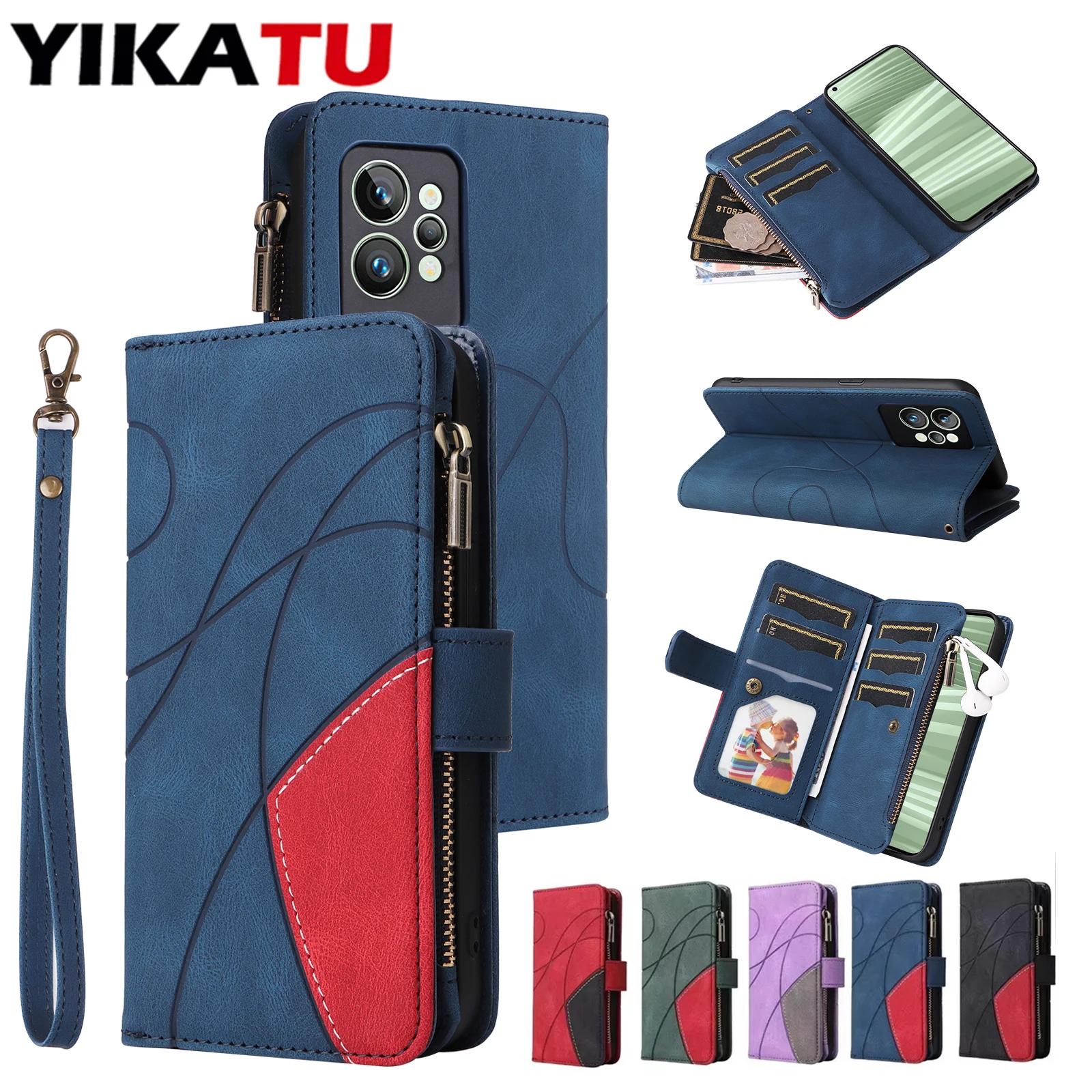 

Multi Card Slot Wallet Leather Case For OPPO Realme Narzo N63 50i Prime Realme 9 Pro 8i V20 V11 P1 Pro 5G Shock Proof Flip Coque
