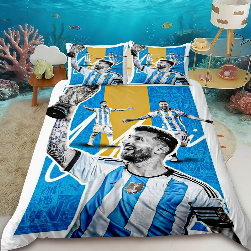 

Duvet Cover Fashion Football Messi Printing Bedding Set Duvet Cover Comforter Bed Youth Kids Girl Boys Luxury Birthday Gift