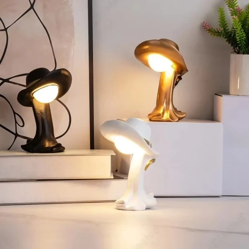 New LED High-end Straw Hat Bedroom Bedside Lamp USB Night Light Living Room Study Atmosphere Decoration Lighting Fixture - view 3