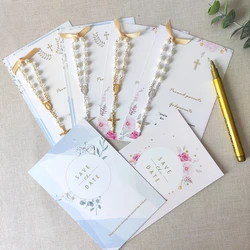 Baptism Favour,Baptism favour cards,Baptism cards with rosaries,Rosary cards,Rosary favours,Baptism keepsakes