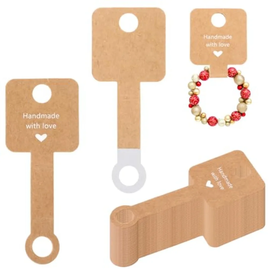 

Thinp 100 Pcs Keychain Packaging, Self Adhesive Keychain Display Card Bracelet Packaging Bracelet Display Cards Handmade with L