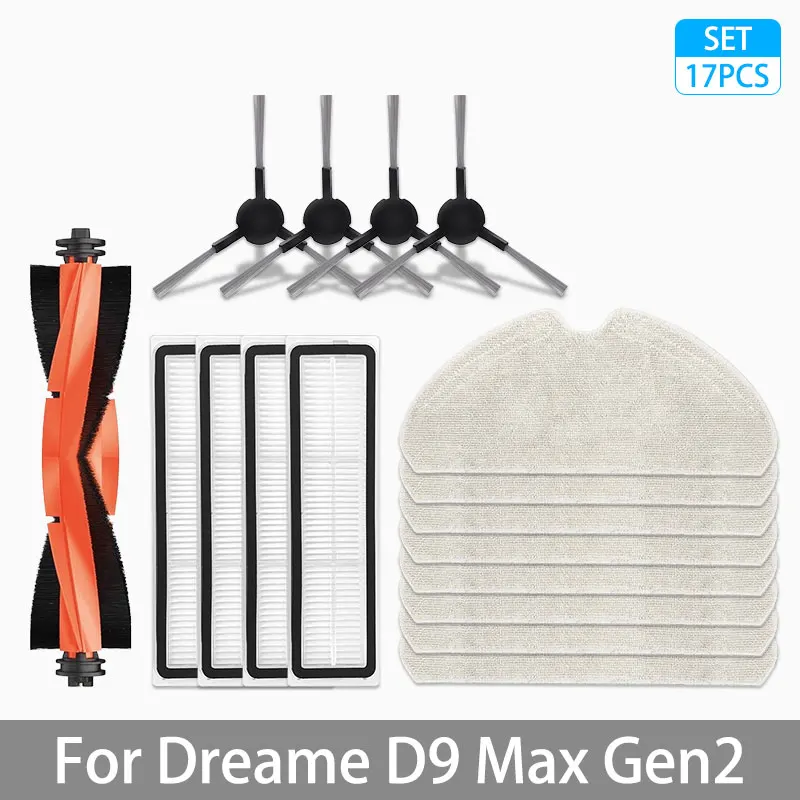 Voor Dreame D9 Max Gen2 Robotstofzuiger Accessoires Onderdelen Rubberen hoofdzijborstels Mopdoeken HEPA-filters Vervangende onderdelen
