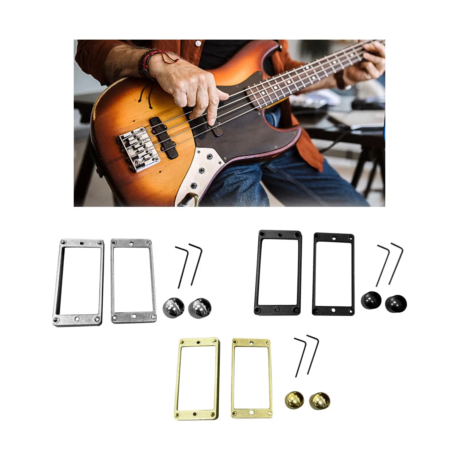 

4 шт., двойная сменная ручка с отверстием для хамбакера и монтажные кольца на раме, гитара