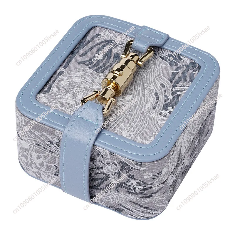 Vintage Jacquard Portable Jewelry Box Flip Necklace Ring Earrings Earrings Premium Jewelry Storage