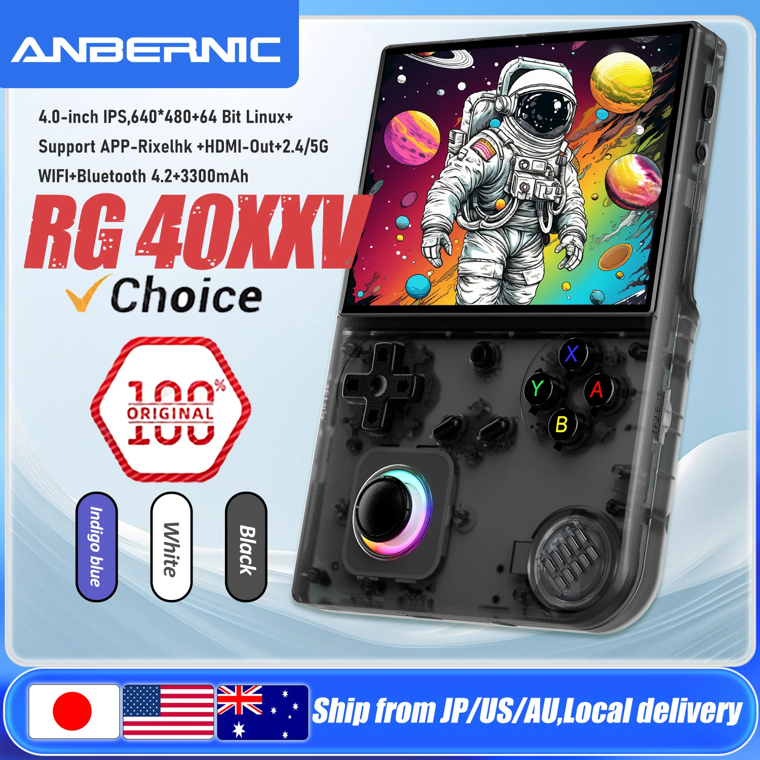 

ANBERNIC RG 40XXV 64 Bit Linux 4.0'' IPS 640*480 Screen Portable Game Player TV-HD-Out 3200mAh Battery RG40XXV RGB joystick Gift