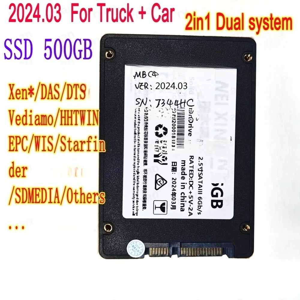 

2024.03 Программное обеспечение C4 для Mb Star C4 Новый твердотельный накопитель для mb star C5 Подходит для большинства ноутбуков ПК Full HHT WIN DAS X Vediamo Для грузовиков Автомобиль