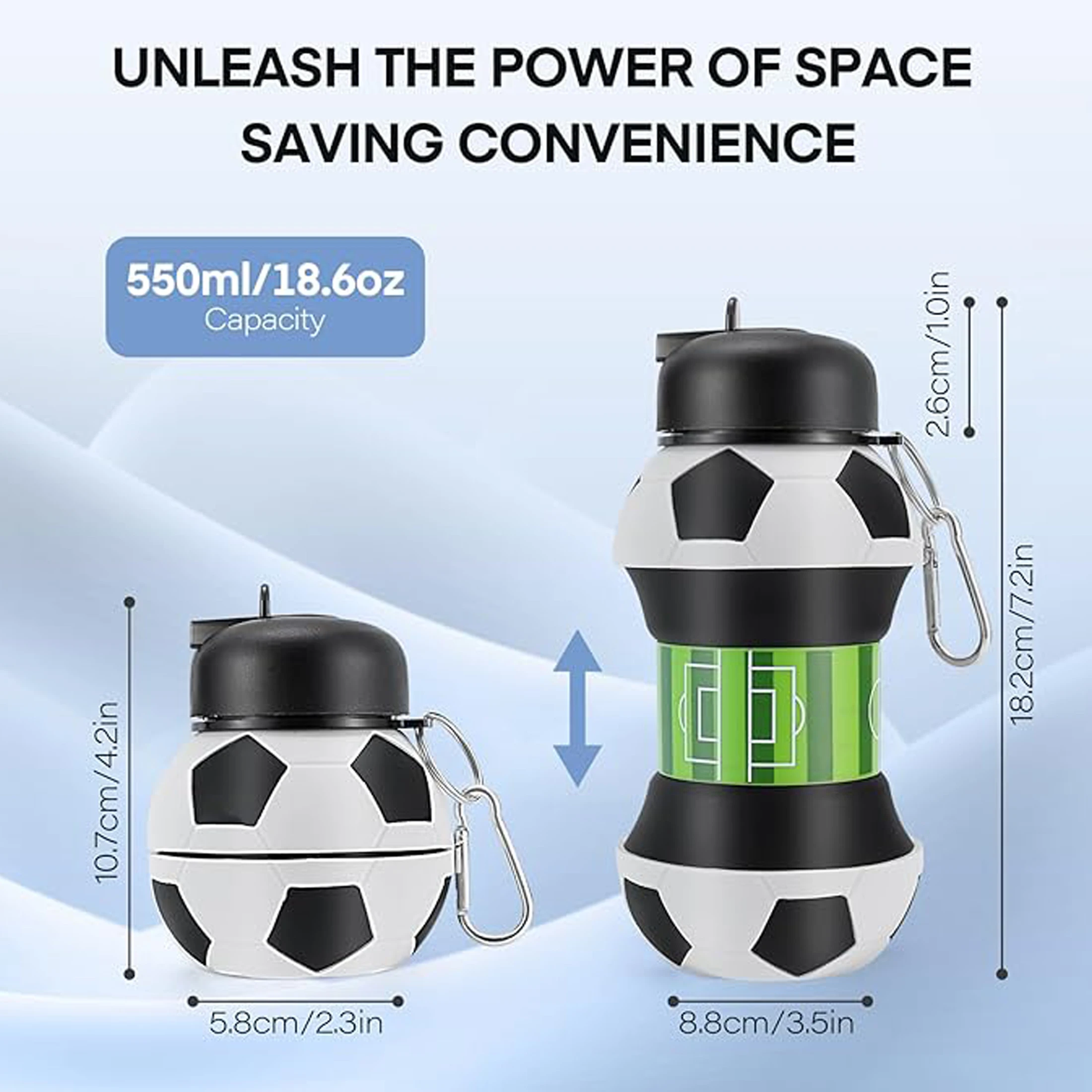 BPA-Free Collapsible Water Bottle 550ml, Leakproof Foldable Cup with Straw, Portable Sports Bottle for Gym Travel Hiking