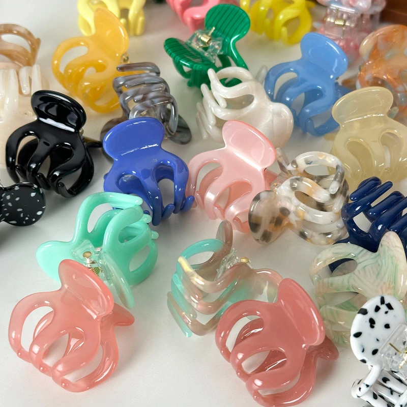 Retro Acetate Hair Claw Clips Sweet Small Hairpins Crab Clamp Barrettes for Womens Girls Trendy Ponytail Holders Party Accessory