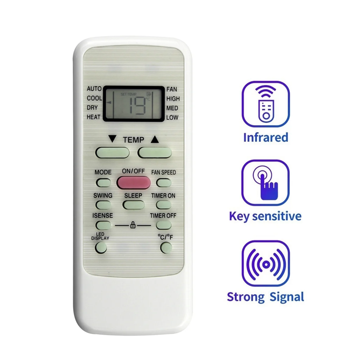 ABLJReplace RG51F2(2)/EFU1 Telecomando A/C per condizionatore d'aria Midea RG51F2(2)/EFU1 Telecomando
