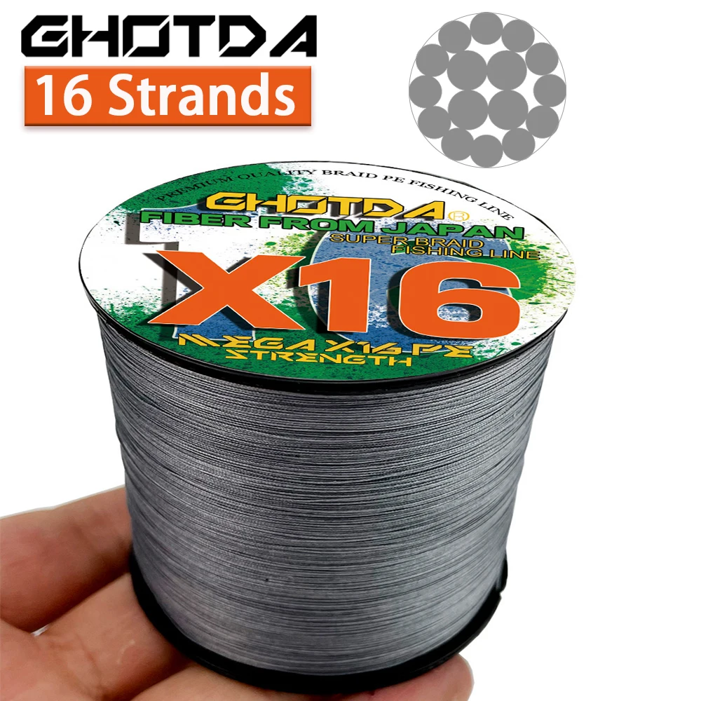 Durable X16 Fishing Line 300m Multifilament PE 16 Strands Braided Higher Density and Stronger Carp Lines Multicolor 25LB-200LB