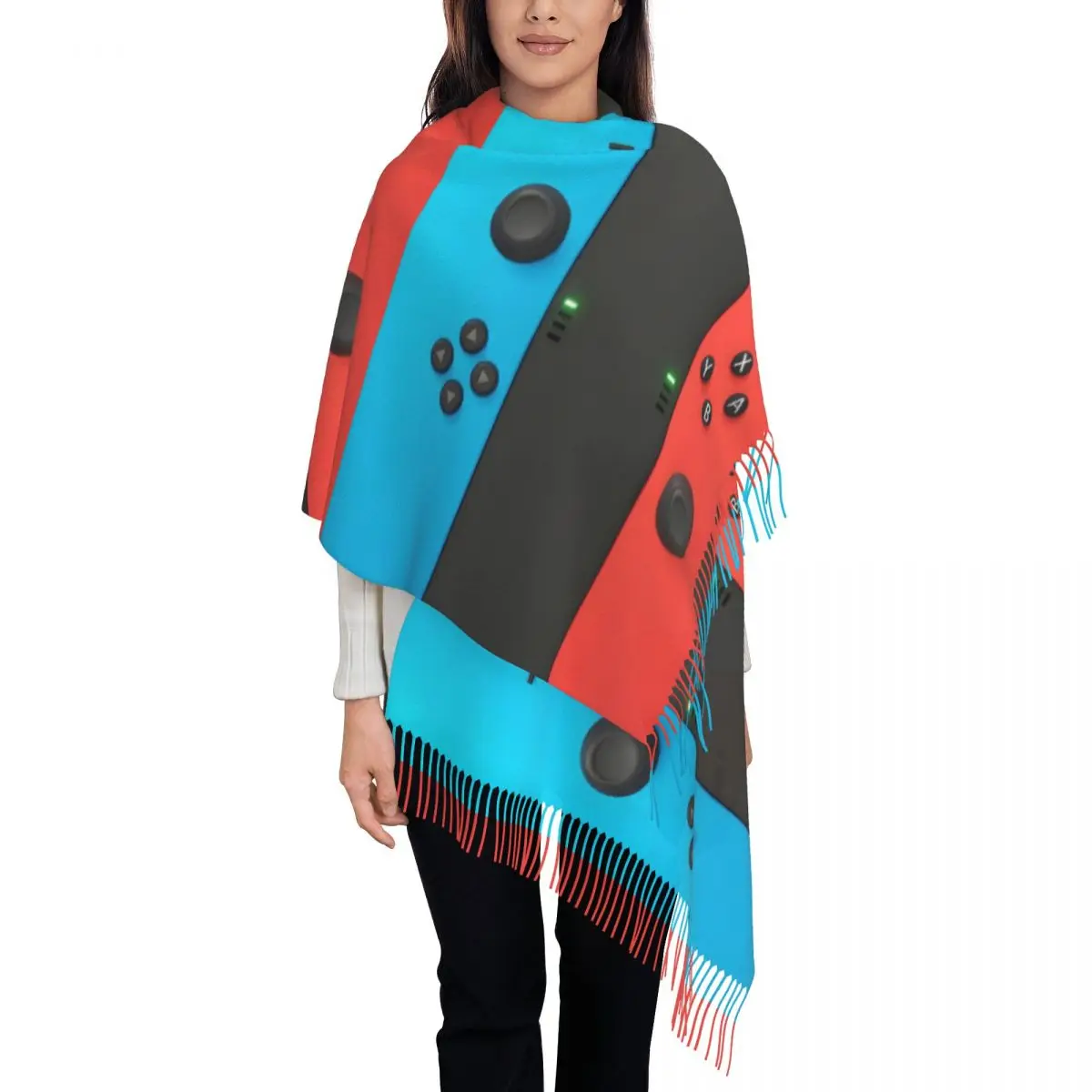 

Customized Printed Joycon Gamer Controller Scarf Men Women Winter Fall Warm Scarves Vintage Game Buttons Shawls Wraps