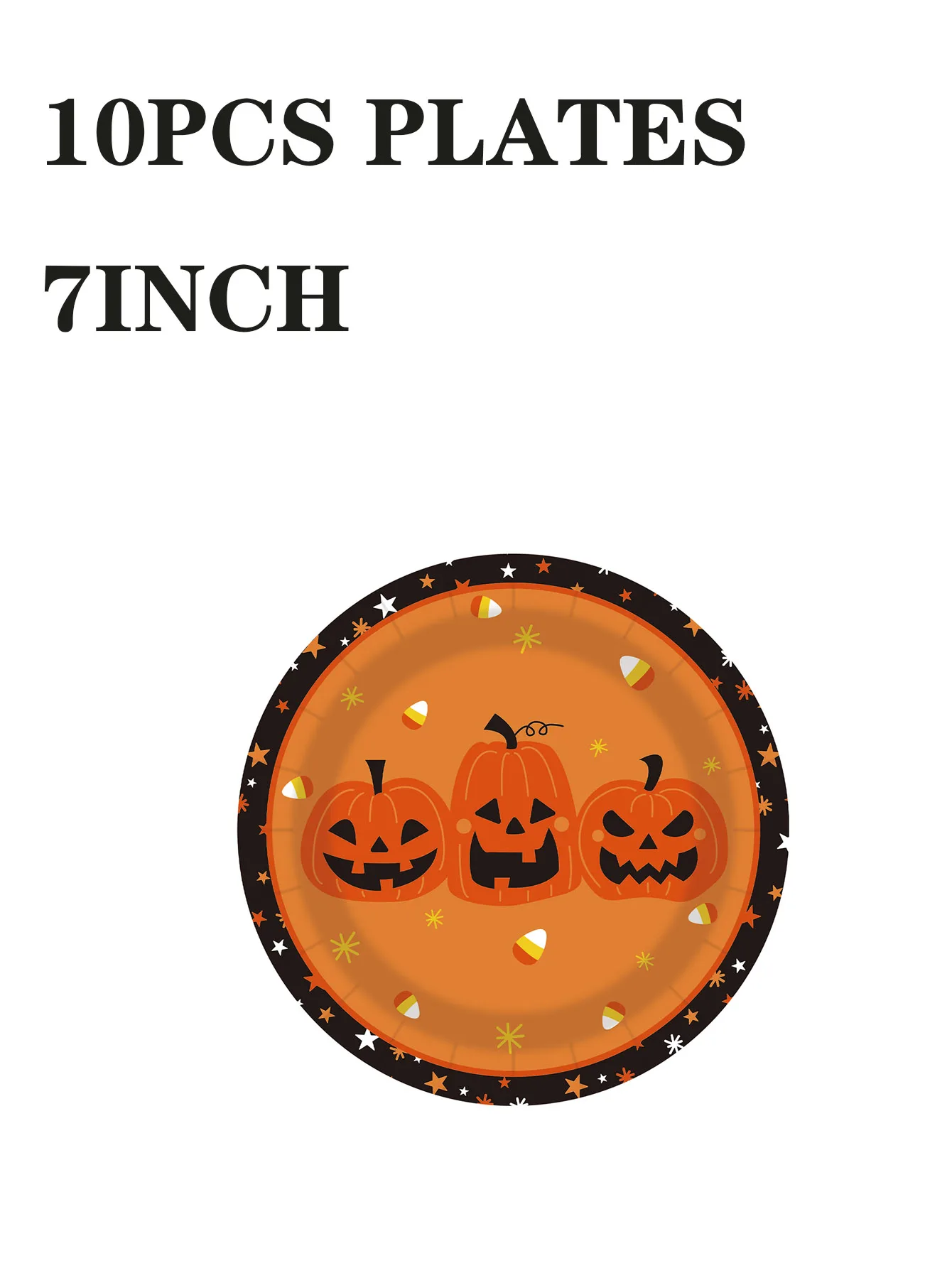 Halloween-Geschirrset, Teller, Becher und Servietten mit Kürbis-, Geister- und Sternenmuster, Tischdekoration für Kinderpartys – Detail 4