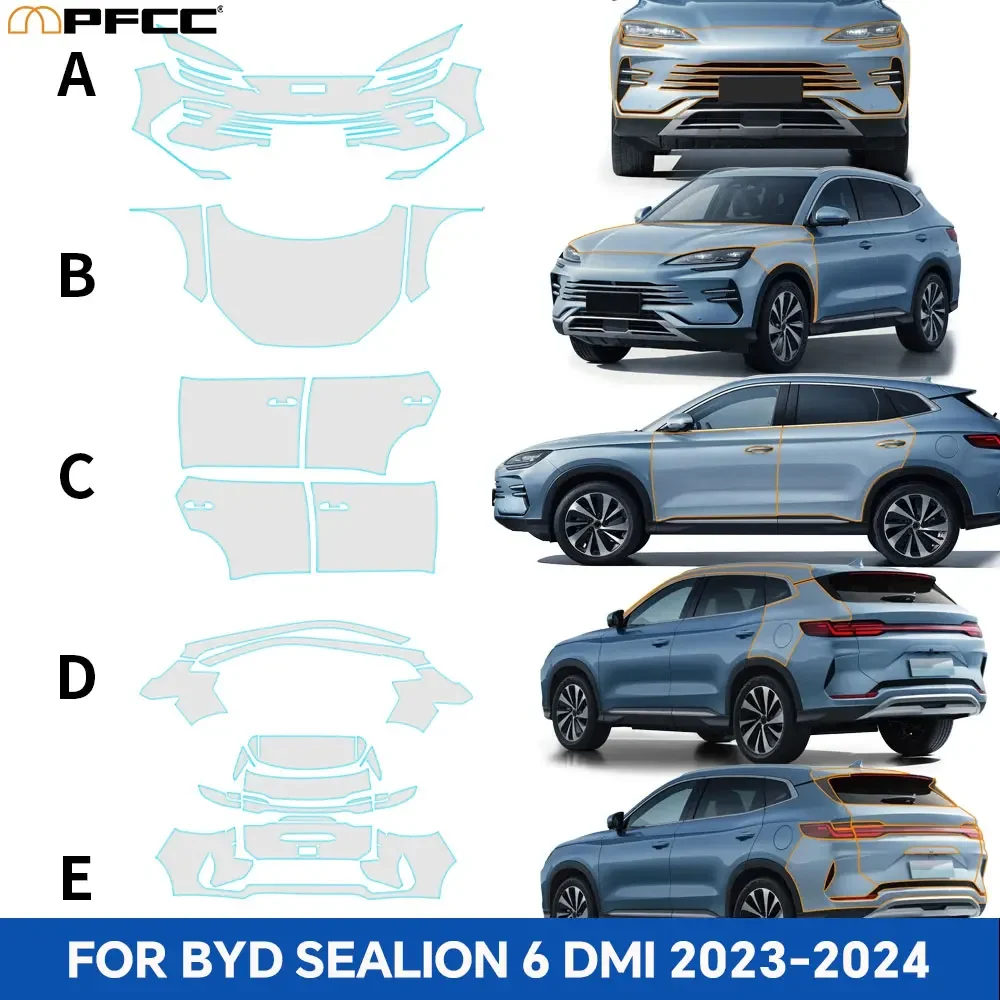 For BYD SEALION 6 DMI 2023 2024 Car Paint Protection Film TPU Pre-cut Anti-scratch Body Sticker Repair Bra Kit Transparent