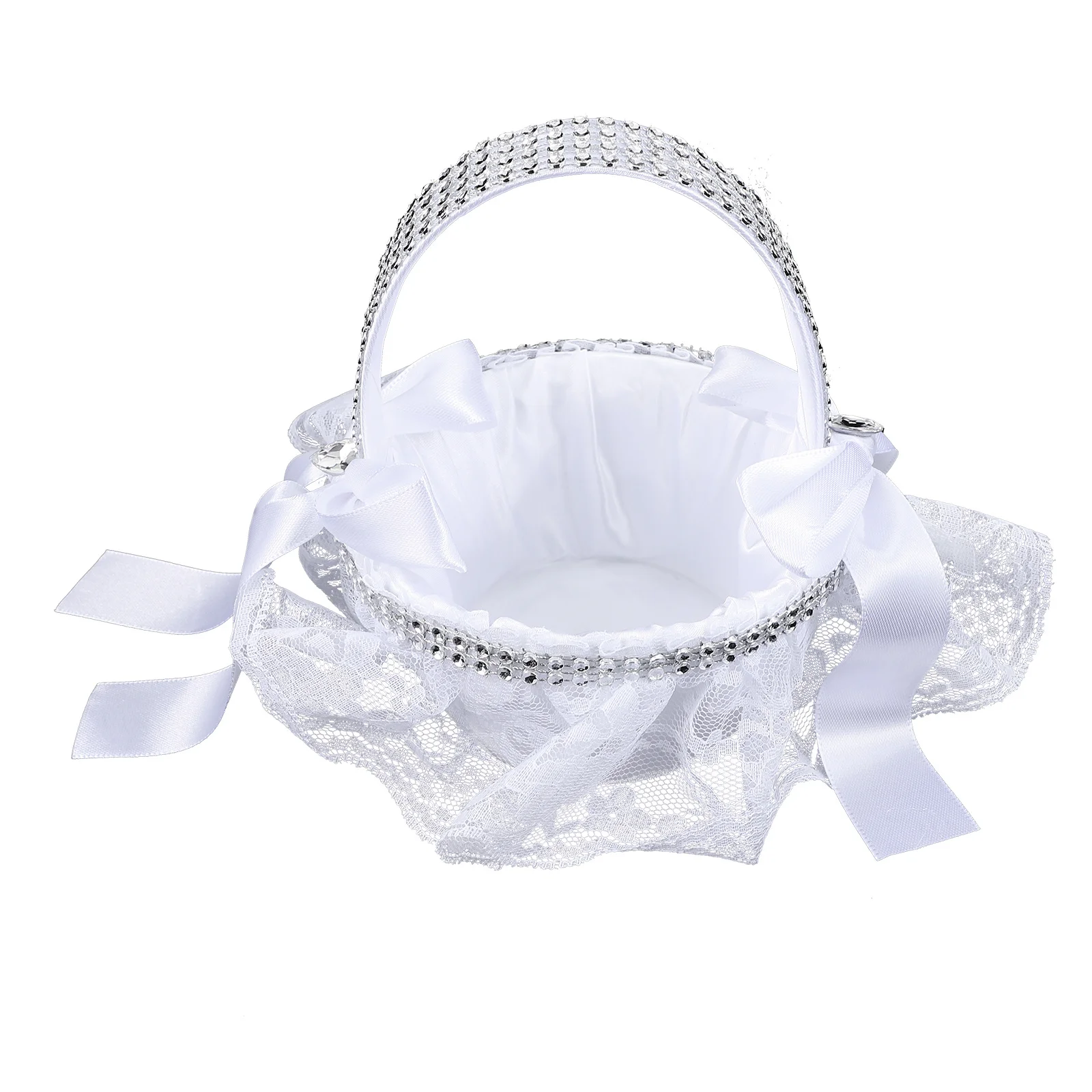 1 قطعة زهرة فتاة الدانتيل الأبيض تصميم الزفاف زهرة الحاويات لبتلات الحلوى تخزين ديكور حفل الزفاف العرض #5