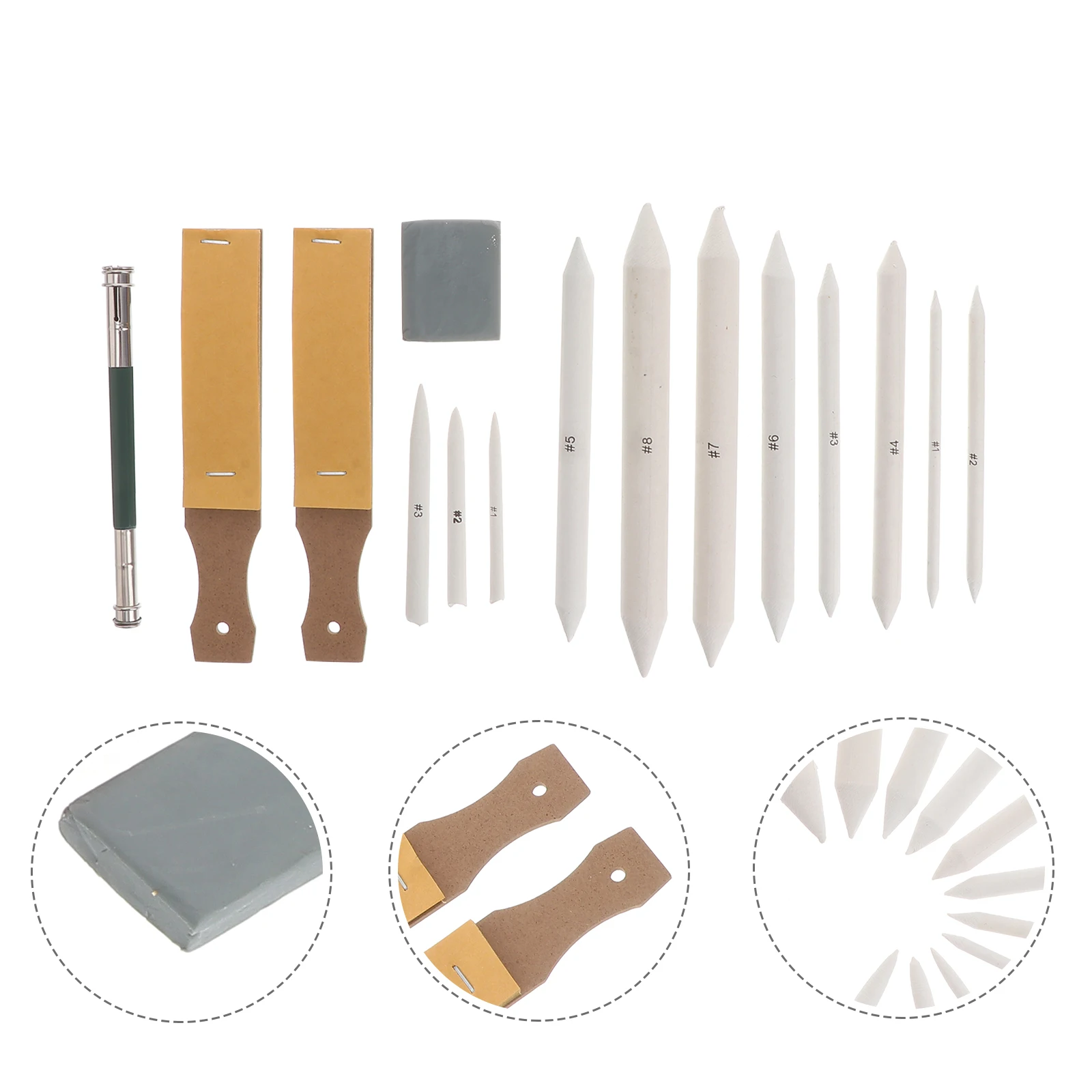 

Art Drawing Tool Set Paper Blending Stumps Sandpaper Pointer Kneaded Eraser Sponge Wipe Charcoal Pencil Pastel for Artists