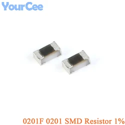 500pcs 0201F 0201 SMD Resistor 1% 1/20W 0R 5.1R 10R 100R 1K 2K 4.7K 5.1K 10K 20K 47K 100K 510K 1M Resistance