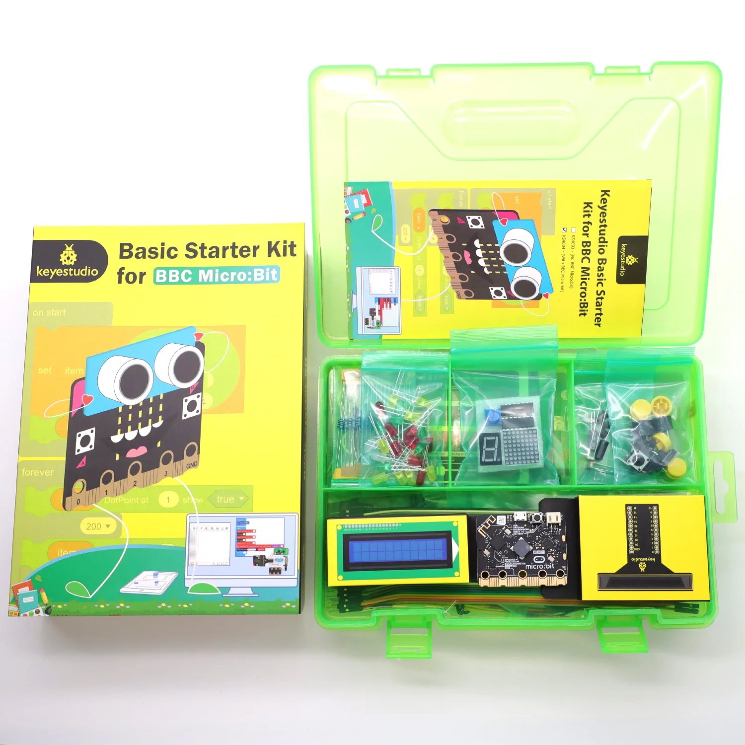 KEYESTUDIO Micro:bit V2 Basic Starter Kit for BBC Microbit Kit Programming DIY Projects Starter Kit Study Sensor Kit+38 Projects