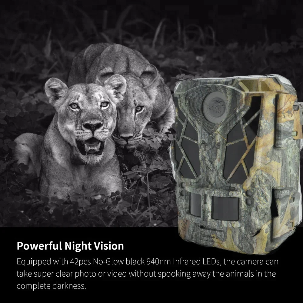 Bestguarder Trail  30MP 1920P Full  Game Hunting Cam with 48pcs 940nm No-Glow IR LEDs Night Vision IP68 Waterproof 0.2s