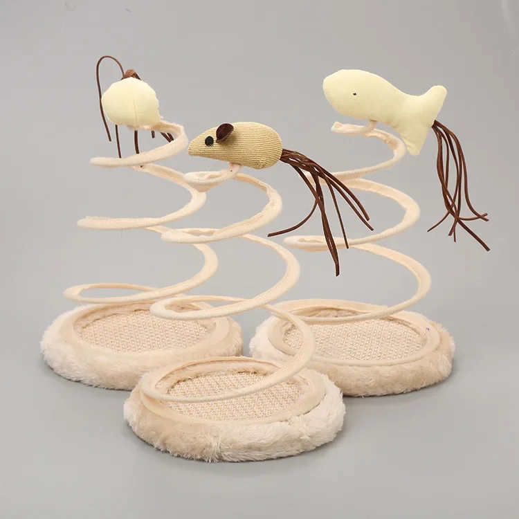 

Яркая плюшевая маленькая игрушка-дразнилка для кошек с пружинным льняным диском, забавные стильные товары для домашних животных с веревкой из перьев, устойчивыми собаками