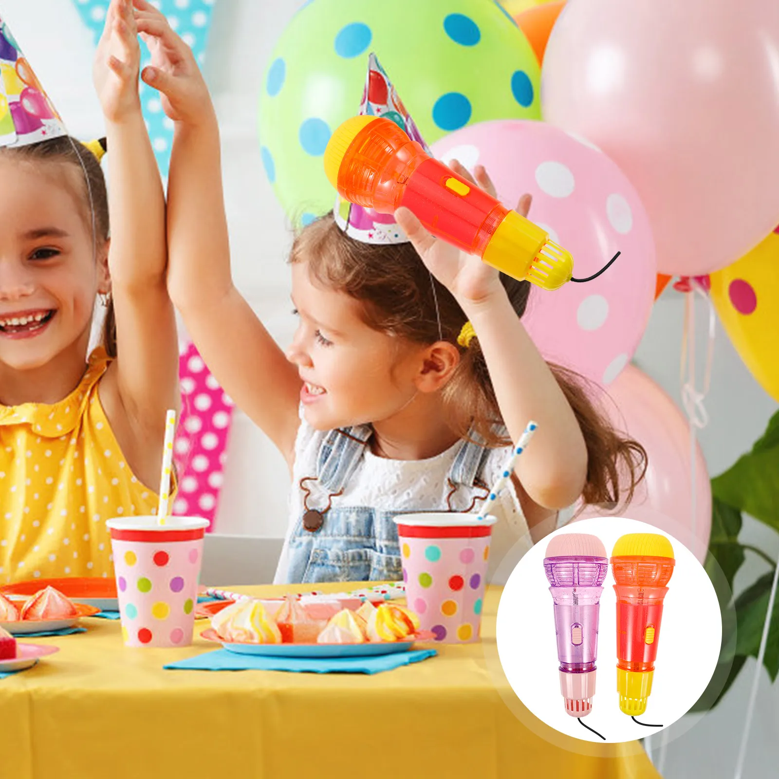 

2 Pcs Microphone Toy Kid Microphones Kids Plaything Echo Child Musical Instruments Large for