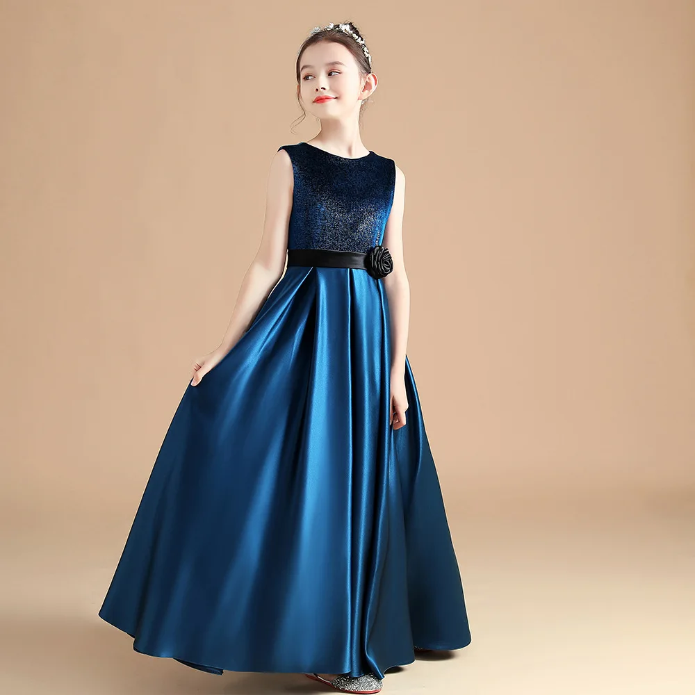 Girls dress steel new piano playing satin children's evening princess chorus violin performance suit