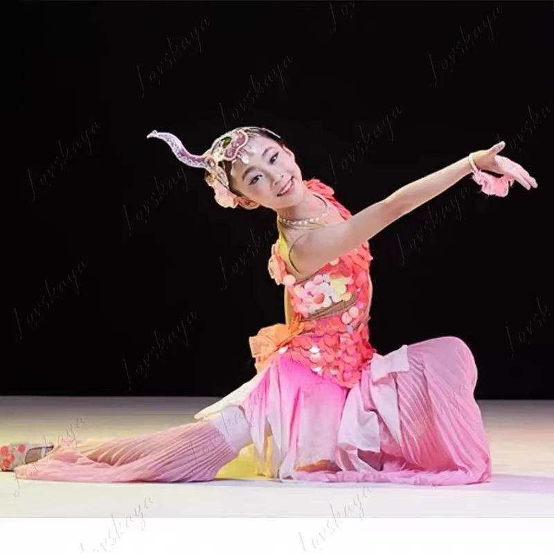

Children Ethnic Dai Dance Outfit Kids Classical Belly Dance Stage Costume